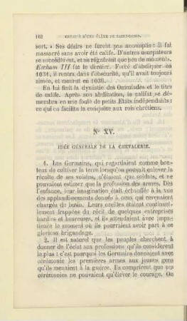 N° XV. Idée génerale de la chevalerie