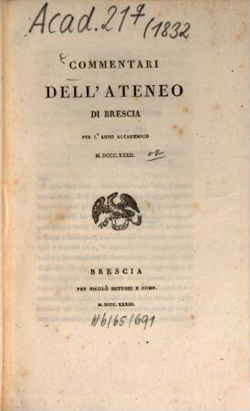 Commentari dell'Ateneo di Brescia, 1832