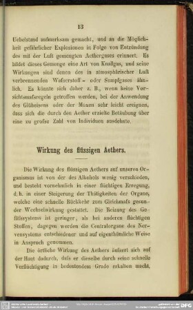 Wirkung des flüssigen Aethers