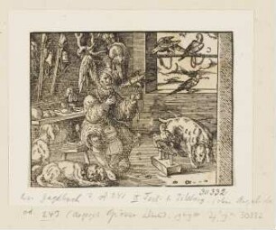 Falkner bildet Falken aus, aus: "Künstliche Wolgerissene New Figuren, von allerlai Jag und Weidtwerck", Frankfurt am Main 1583