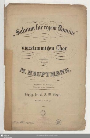 Salvum fac regem Domine für vierstimmigen Chor : [Op. 9]