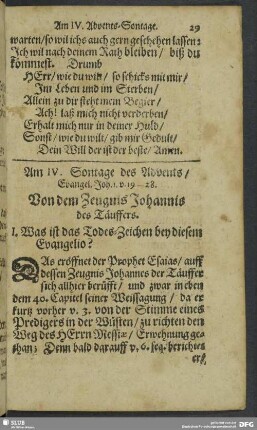 Am IV. Sontage des Advents
