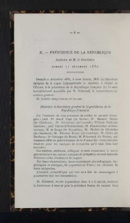 II. - Présidence de la République