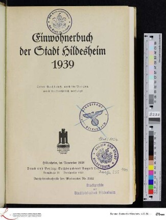 1939: [1939] Einwohnerbuch der Stadt Hildesheim : 1939