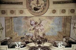 Der auferstandene Christus stürzt Tod und Teufel