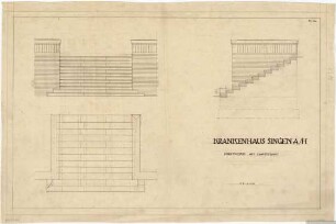 Billing, Hermann; Singen; Krankenhaus - Hauptbau, Freitreppe (Grundriss; Ansicht; Schnitt)