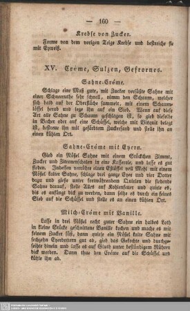 XV. Créme, Sulzen, Gefrornes