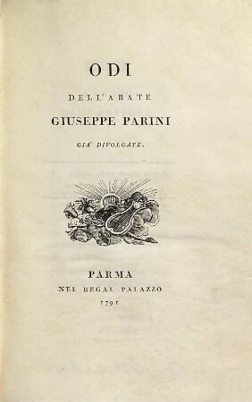 Odi Dell'Abate Giuseppe Parini Già Divolgate