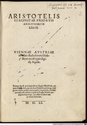 Priora analytica : libri II.