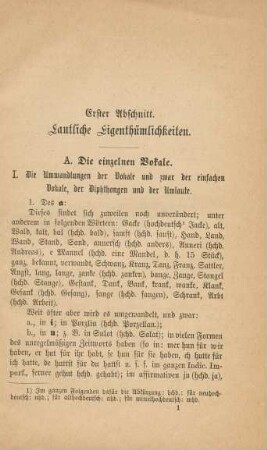 Erster Abschnitt. Lautliche Eigenthümlichkeiten