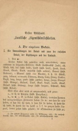 Erster Abschnitt. Lautliche Eigenthümlichkeiten