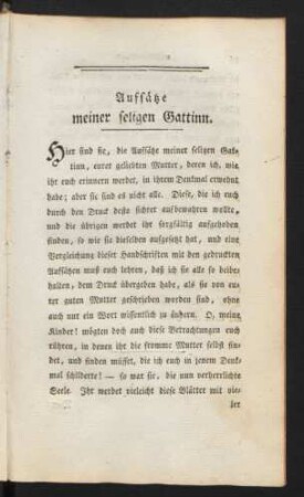 Aufsätze meiner seligen Gattinn.