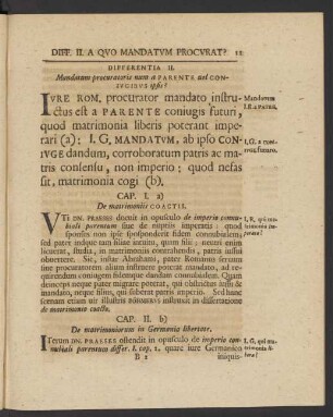 Differentia II. Mandatum procuratoris num a Parente vel Coniugibus ipsis?