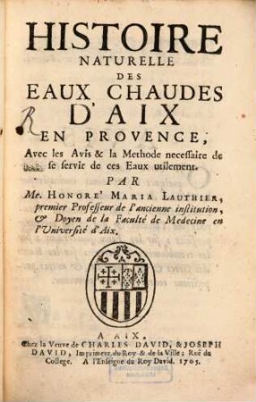 Histoire naturelle des eaux chaudes d'Aix en Provence