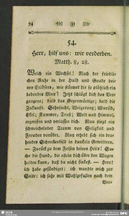 54. Herr, hilf uns: wir verderben. Matth. 8, 28