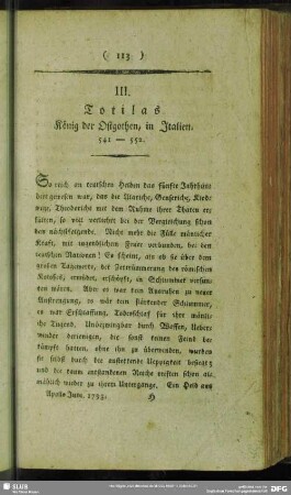 III. Totilas König der Ostgothen, in Italien. 541 - 554.