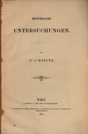Historische Untersuchungen