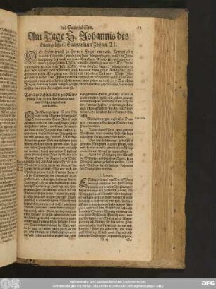 Am Tage S. Johannis des Evangelisten/ Evangelium Johan. 21.