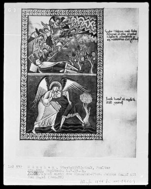 Psalterium mit Kalendarium — Bildseite mit zwei Miniaturen, Folio 13recto