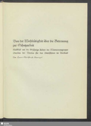 Von der Wohltätigkeit über die Betreuung zur Schutzarbeit