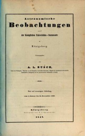 Astronomische Beobachtungen auf der Universitäts-Sternwarte zu Königsberg, 23. 1837