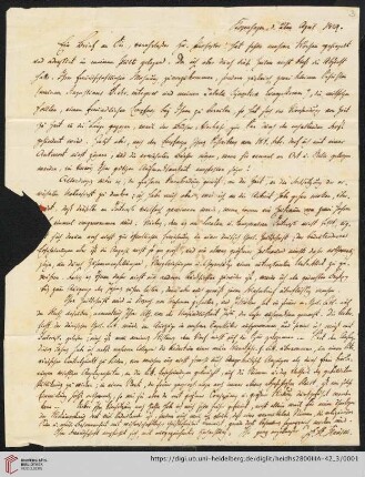 Korrespondenz Henrik Nicolai Clausen / Carl Ullmann: Brief von Henrik Nicolai Clausen an Carl Ullmann