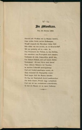 Nro. 75. In Moskau. Den 18. Oktober 1812.