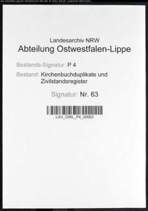 Zivilstandsregister der Stadt Dortmund (T 1812). (Gemeinde: Dortmund, Stadt)