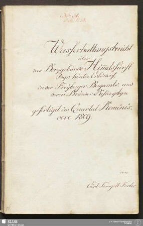 Wasserhaltungsbericht über das Berggebäude Him̄elsfürst Fdgr. hinter Erbisdorf in der Freyberger Bergamts- und deren Bränder Refier gelegen - 17.7158 4.