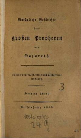 Natürliche Geschichte des großen Propheten von Nazareth, 3