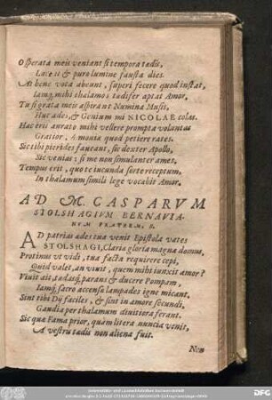 Ad. M. Casparum Stolshagium Bernavianum Fratrem. S.