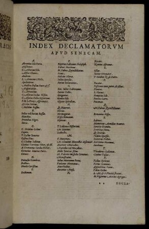 Index Declamatorum Apud Senecam.