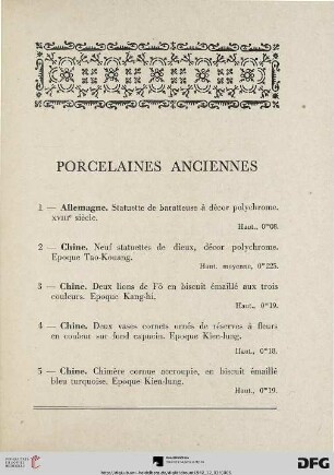 Porcelaines anciennes (Nr. 1-10)
