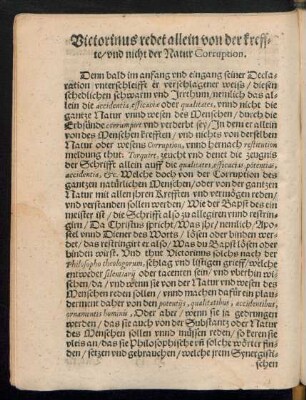 Victorinus redet allein von der kreffte/ und nicht der Natur Corruption.