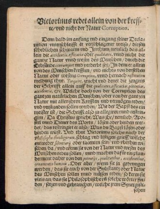Victorinus redet allein von der kreffte/ und nicht der Natur Corruption.