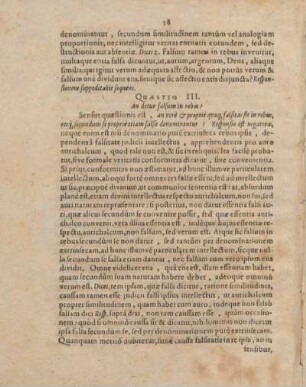 Quaestio III. An detur falsum in rebus?