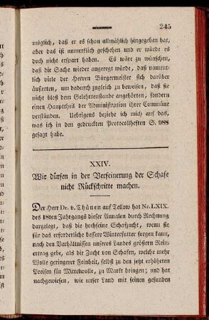 XXIV. Wir dürfen in der Verfeinerung der Schafe nicht Rückschritte machen