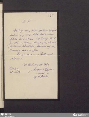 [list wot: Mikławš Hajna, 28.11.1909]