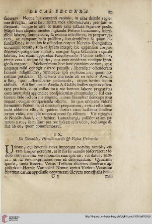IX: De circosele, herniis variis & vesica urinaria