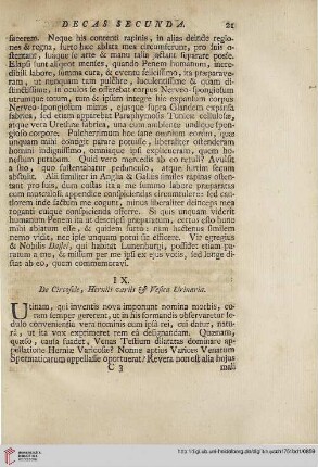 IX: De circosele, herniis variis & vesica urinaria