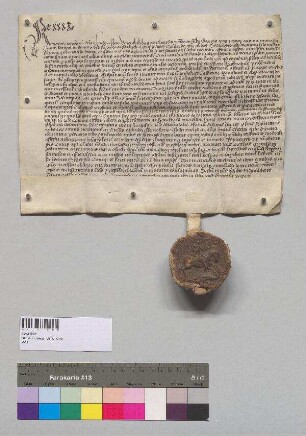Abt Kaspar, Prior Peter und der Konvent von Kloster St. Georgenberg schließen eine Gebetsverbrüderung mit Kloster Seeon. S1. Abt Kaspar von Kl. St. Georgenberg, S2: Konvent v. St. Georgenberg