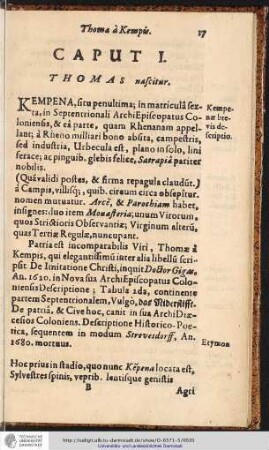 CAPUT I. THOMAS nascitur.