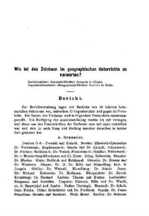 Wie ist das Zeichnen im geographischen Unterrichte zu verwerten? : [Bericht]