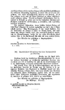Juristisches Seminar bei der Universität zu Berlin : [II. Universitäten und Akademien]