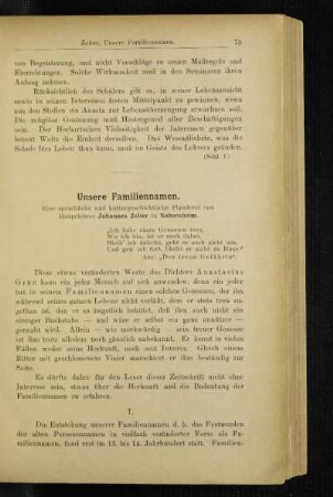 Unsere Familiennamen : eine sprachliche und kulturgeschichtliche Plauderei