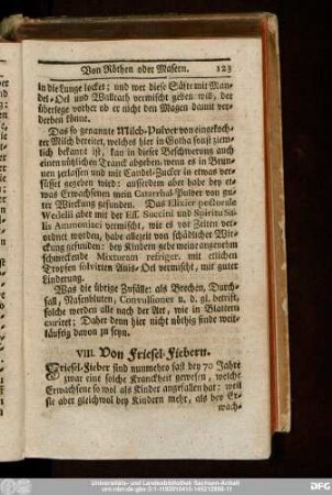 VIII. Von Friesel-Fiebern.