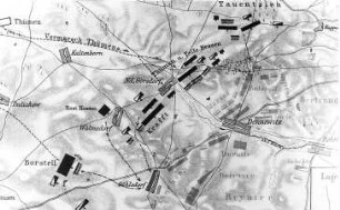 Niedergörsdorf-Gölsdorf. Plan "Zum Gefecht bei Dennewitz am 6. Sept. 1813, Ausschnitt, Repro