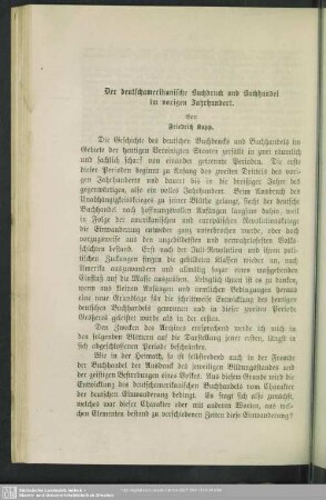 Der deutschamerikanische Buchdruck und Buchhandel im vorigen Jahrhundert