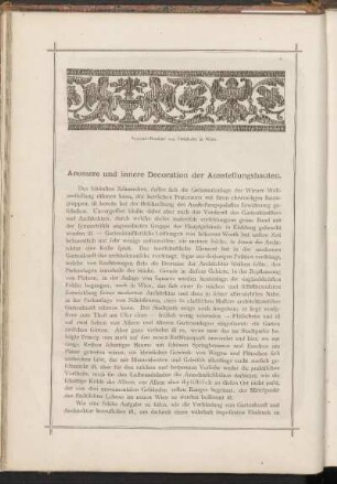 Aeussere und innere Dekoration der Austellungsbauten.