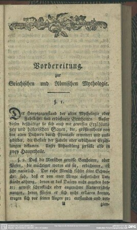 Vorbereitung zur Griechischen und Römischen Mythologie